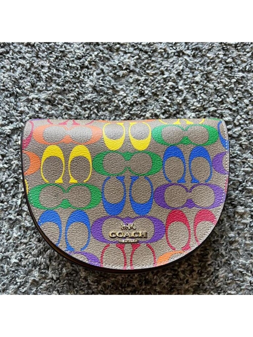 Coach Rainbow Semi-Circle Flap Crossbody Bag Limited Edition Pride Crossgrain - Picture 1 of 7